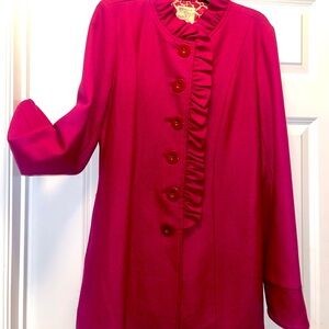 Elegant Pink Ruffled Women's Coat/Jacket